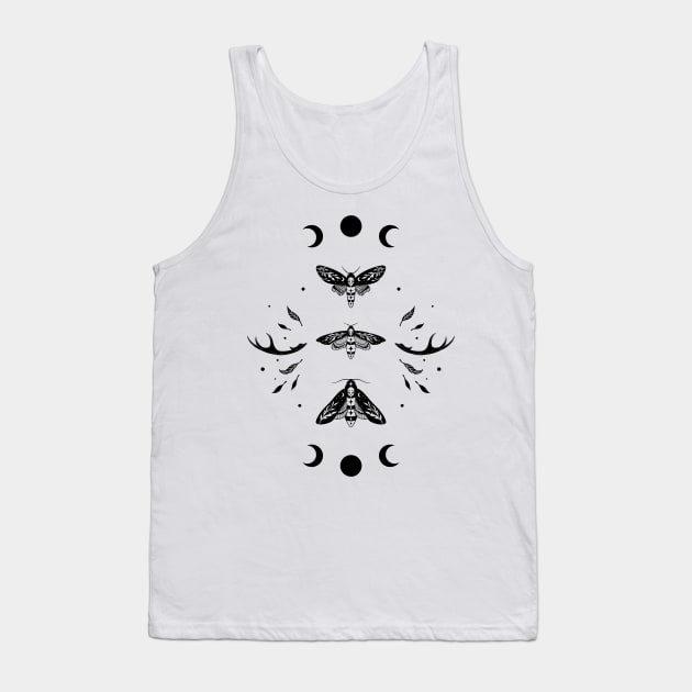 Death Head Moth Night-Black Tank Top by Episodic Drawing